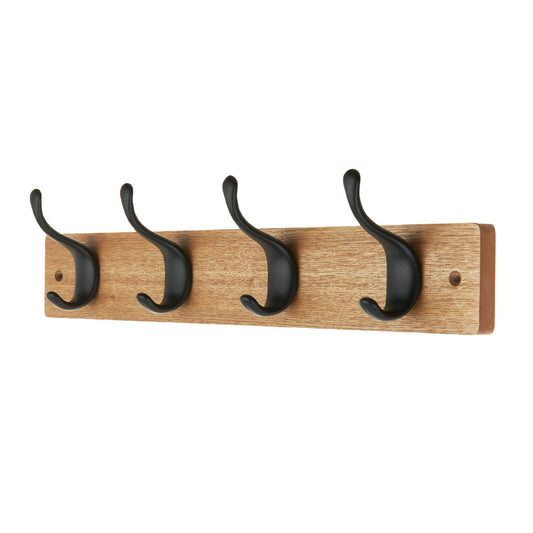 Adoored 4 Hook Rustic Pine Board Rack