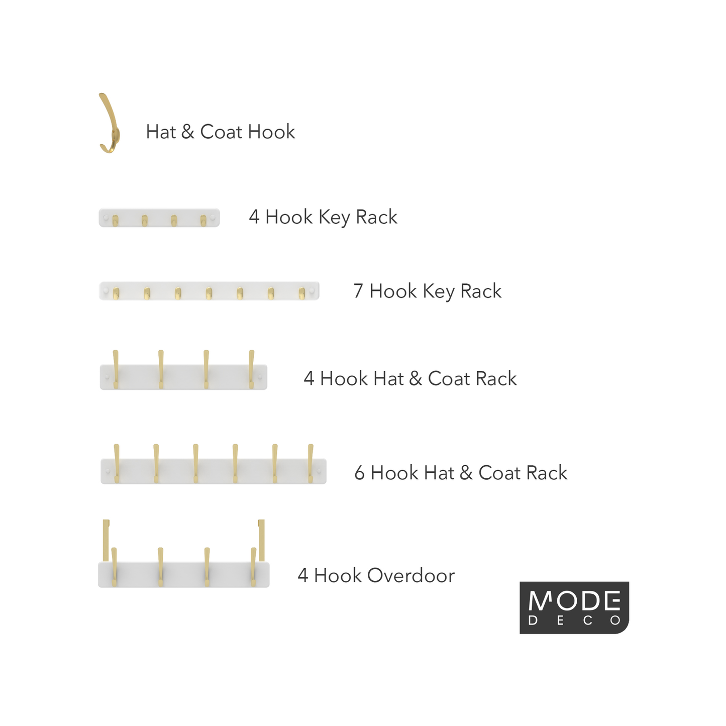 Mode Key Rack - 7 Hooks - 245 x 40 x 32mm