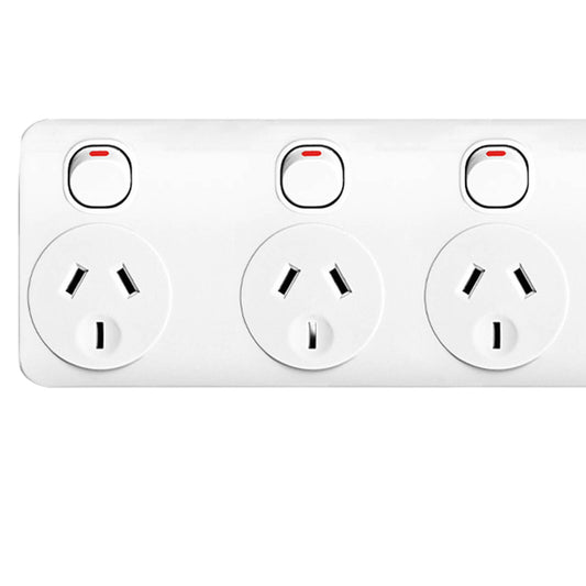 Arlec White Powerboard - 6 Outlet - 1.8m
