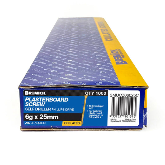 Bremick Collated Screw - 6g x 25mm - Zinc Yellow - 1000 Pack