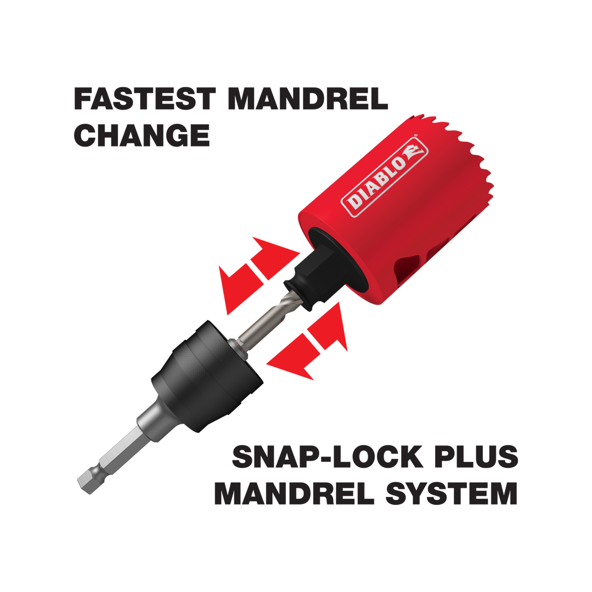 Diablo 3/8 Snap Lock Plus Mandrel System - 60mm Cutting Depth - 3/8” Hex Shank