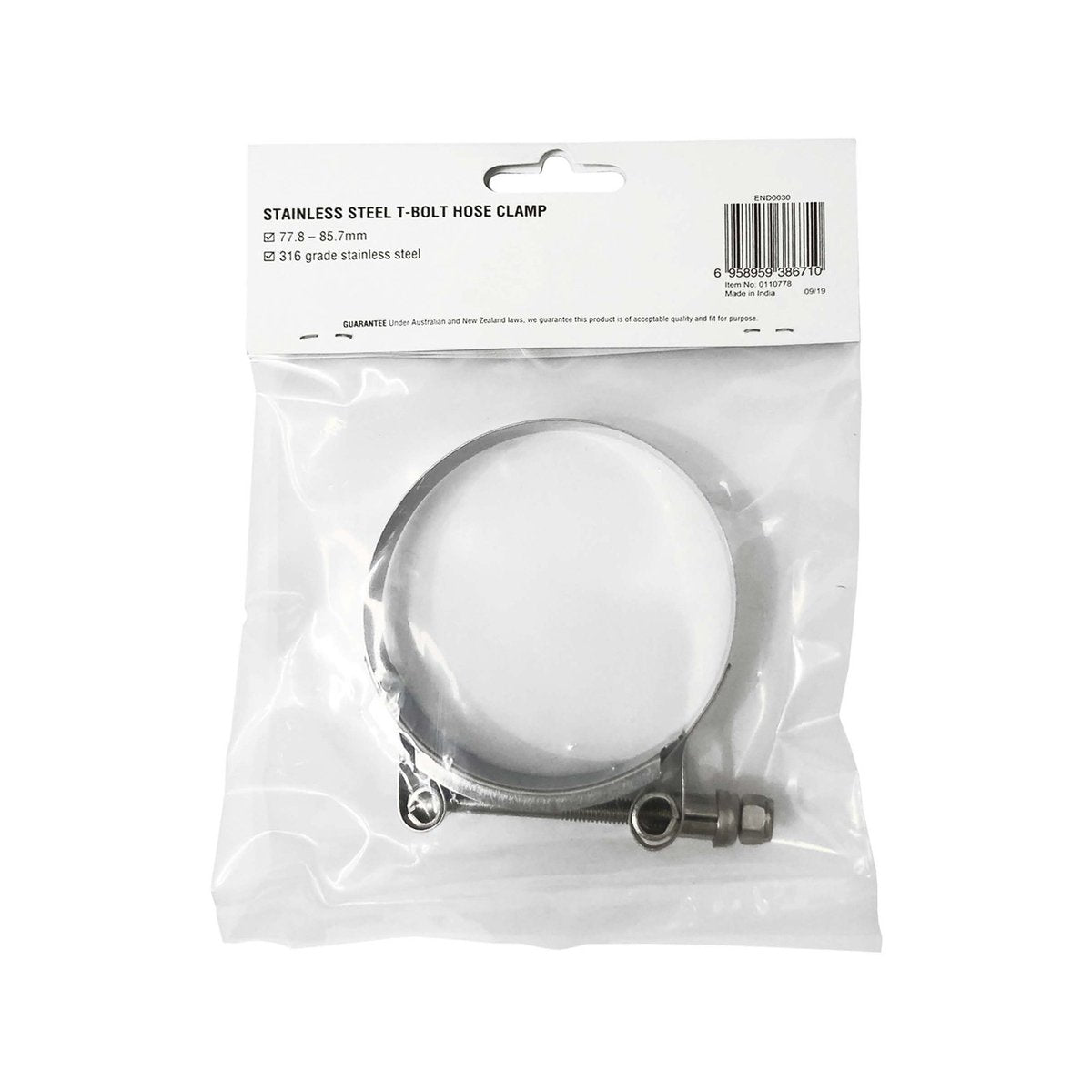 Enduraseal Stainless Steel T Bolt Hose Clamp 78-86mm - Heavy-Duty