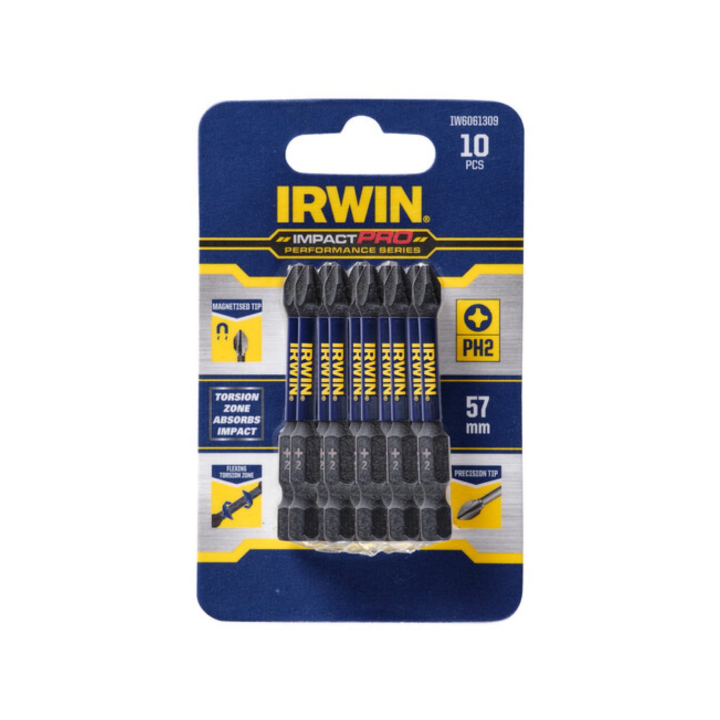 Irwin Impact Pro Performance 57mm PH2 10 Pack