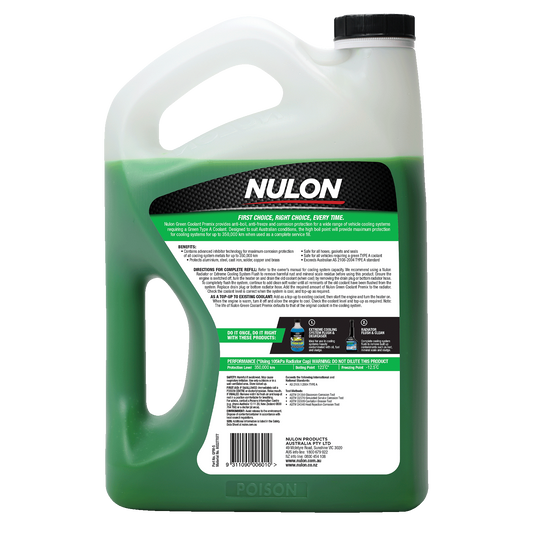 Nulon Green Coolant Premix - Type A - 5L