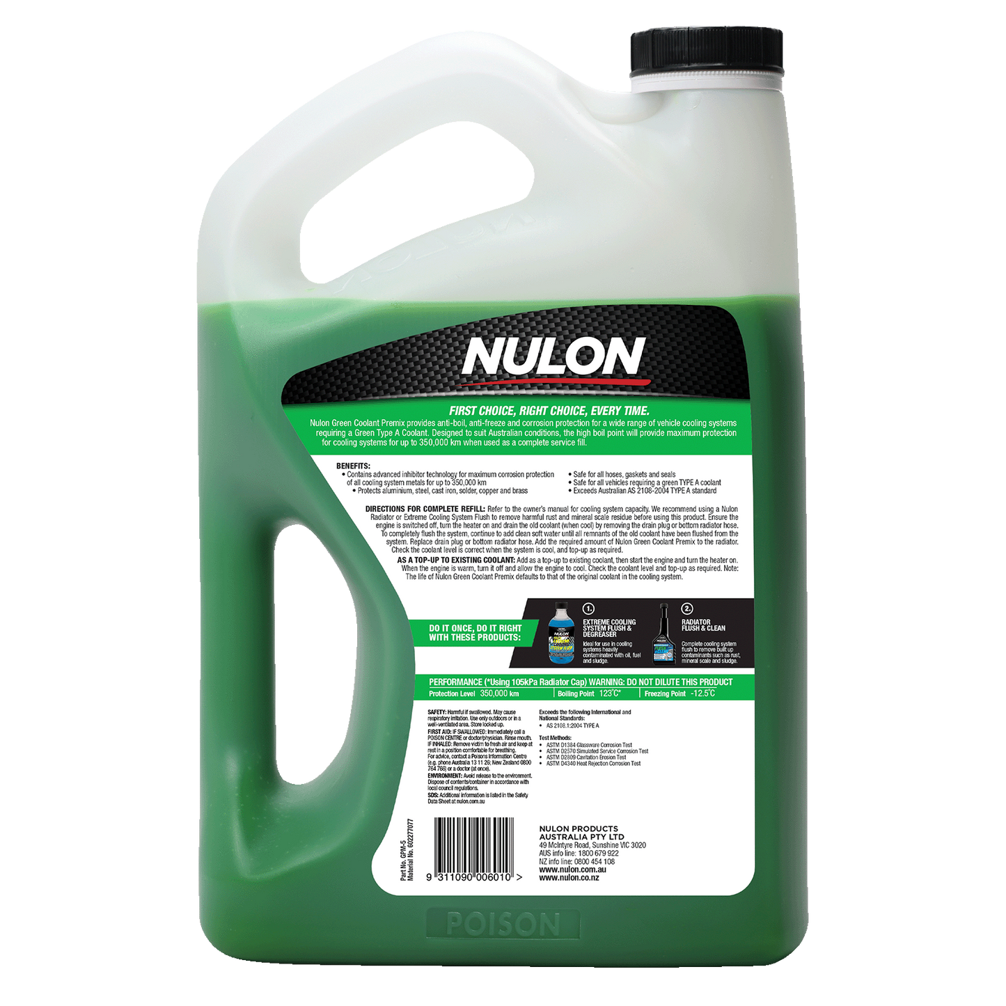 Nulon Green Coolant Premix - Type A - 5L