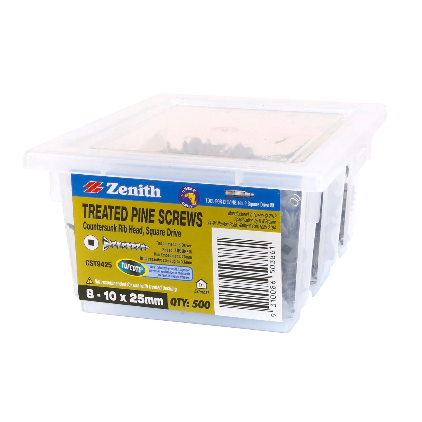 Zenith Treated Pine Screws - 10 x 25mm