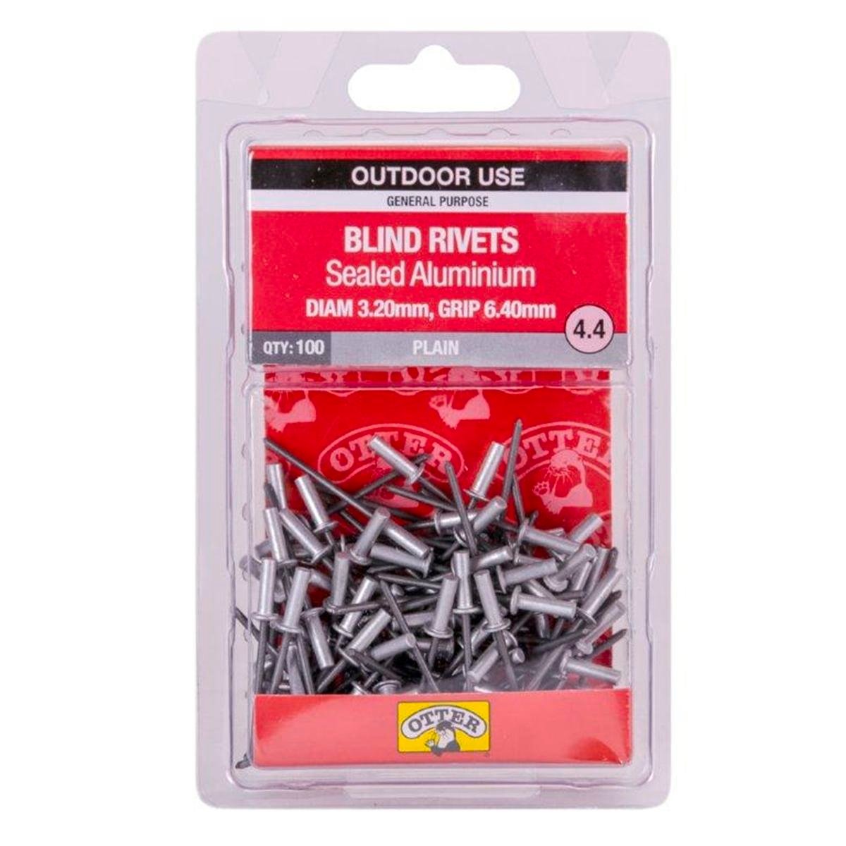 Otter Sealed Aluminium Blind Rivets 2 x 6 4mm 100 Pack Vibration Resistant