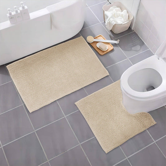 Barelli Latte Chenille Bath Mat Set 2 Piece