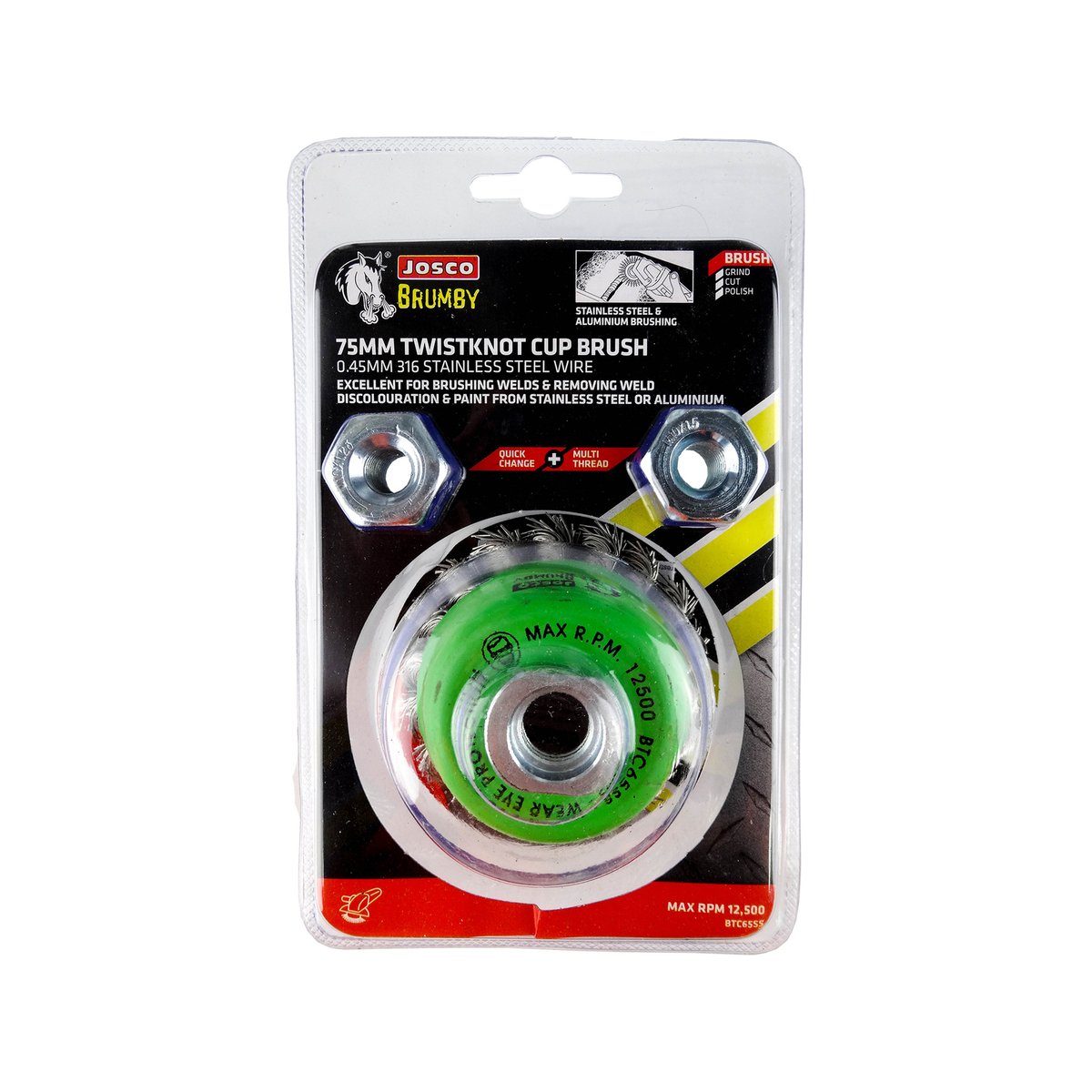 Josco 75mm Stainless Steel Twistknot Wire Cup Brush - Durable - Versatile