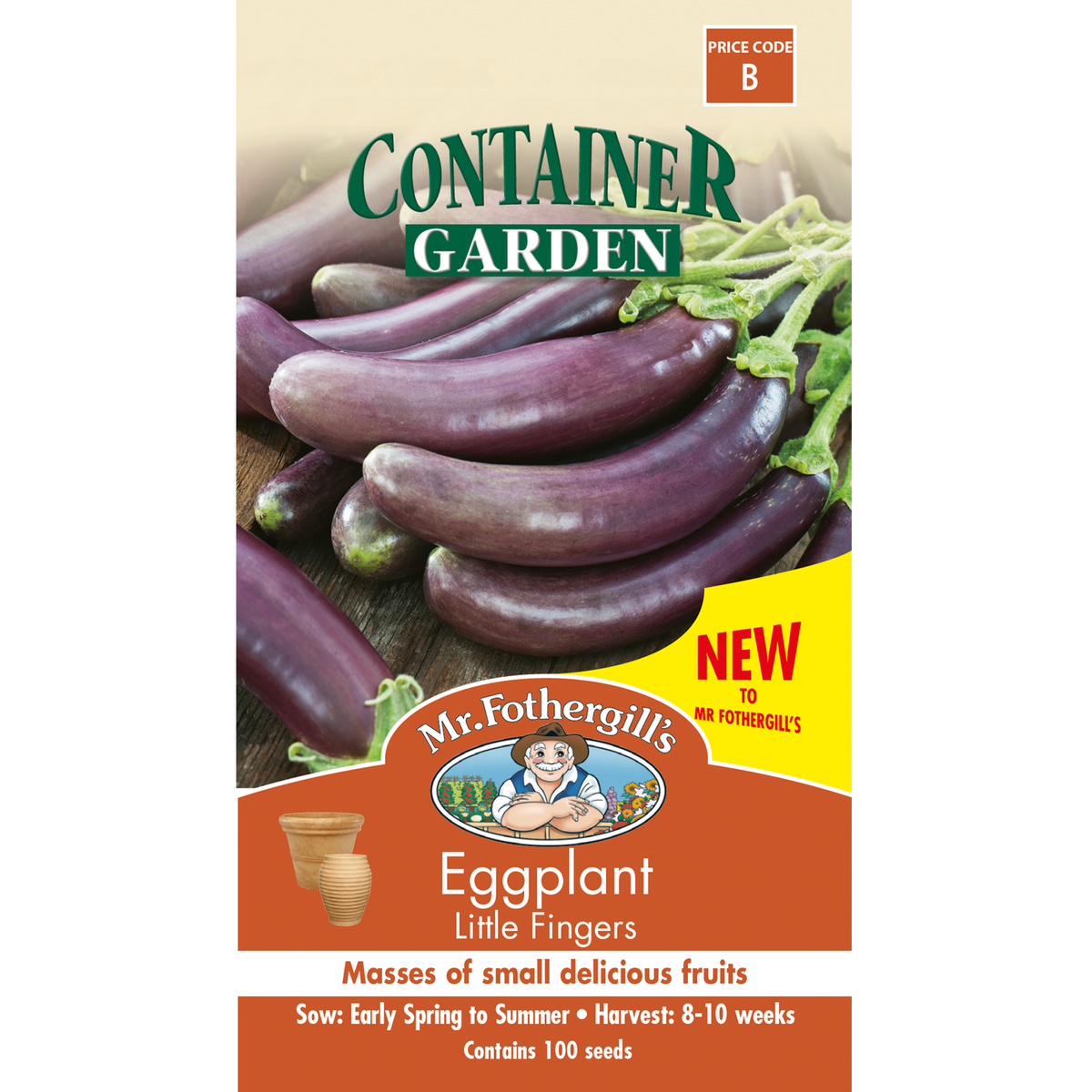 Mr Fothergill's Eggplant Little Fingers - Compact Seed - 75mm x 145mm