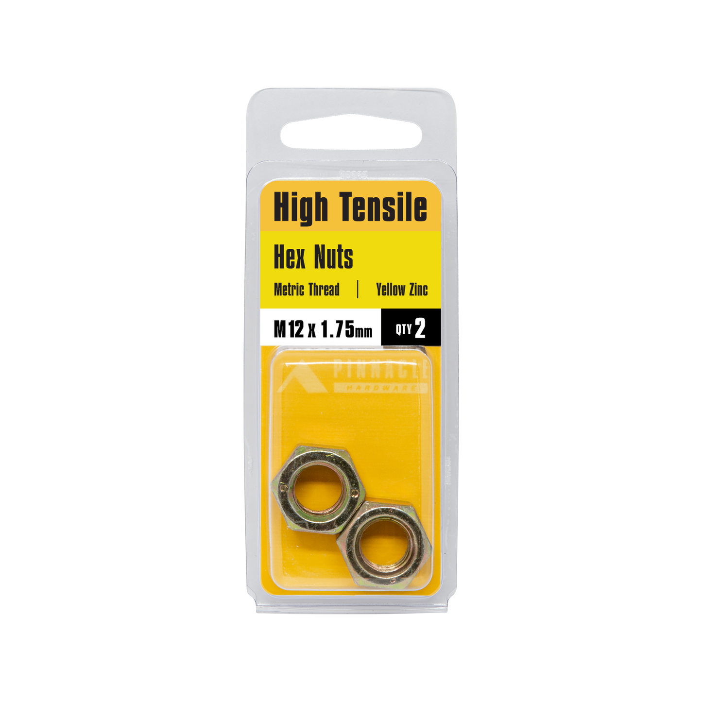 Pinnacle M12 Yellow Zinc Hi Tensile Nuts - 2 Pack
