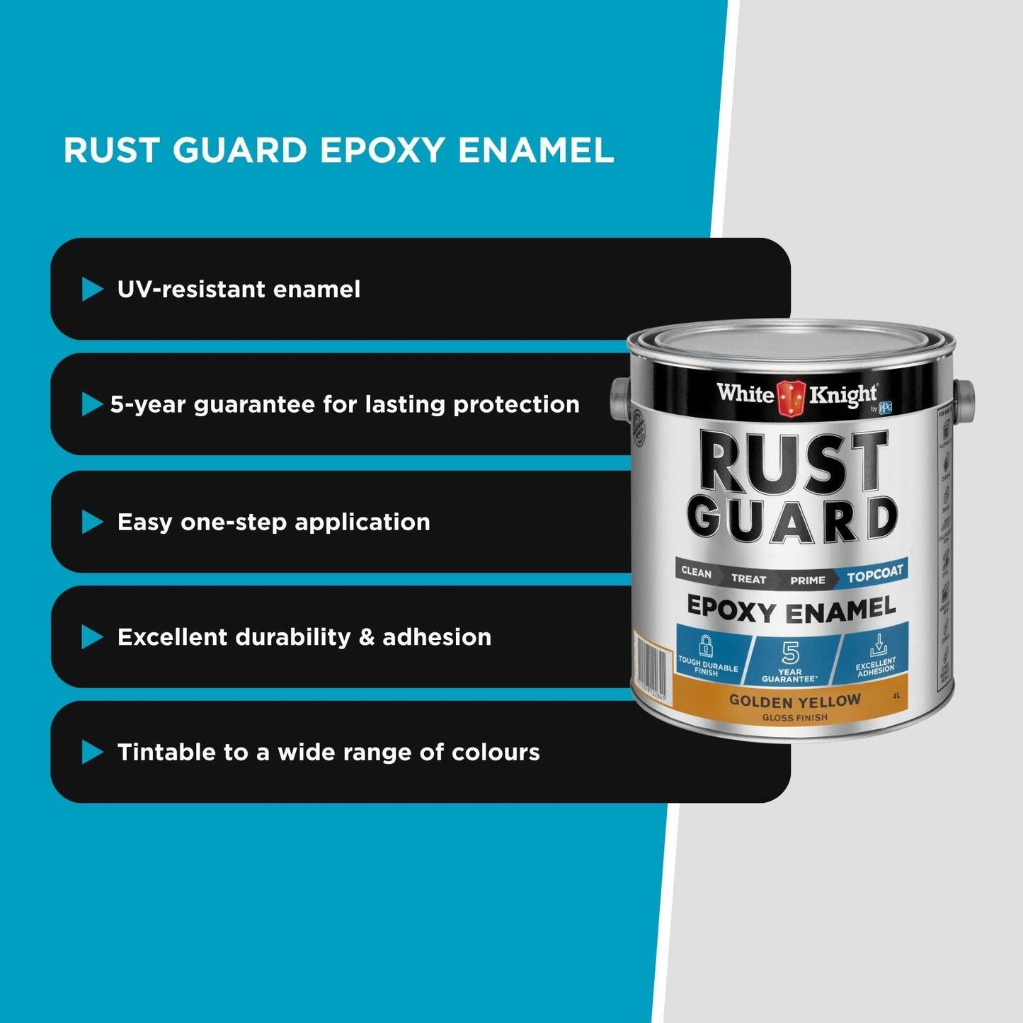 White Knight Rust Guard Golden Yellow Gloss Epoxy Enamel Paint - 4L