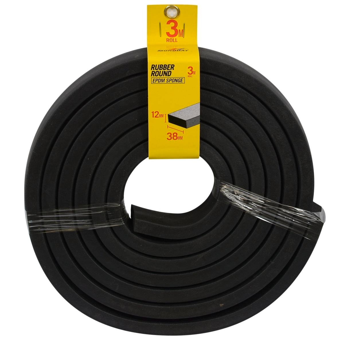 Moroday Black Rubber Rectangle 12x38mm 3m EPDM Sponge Flexible Durable