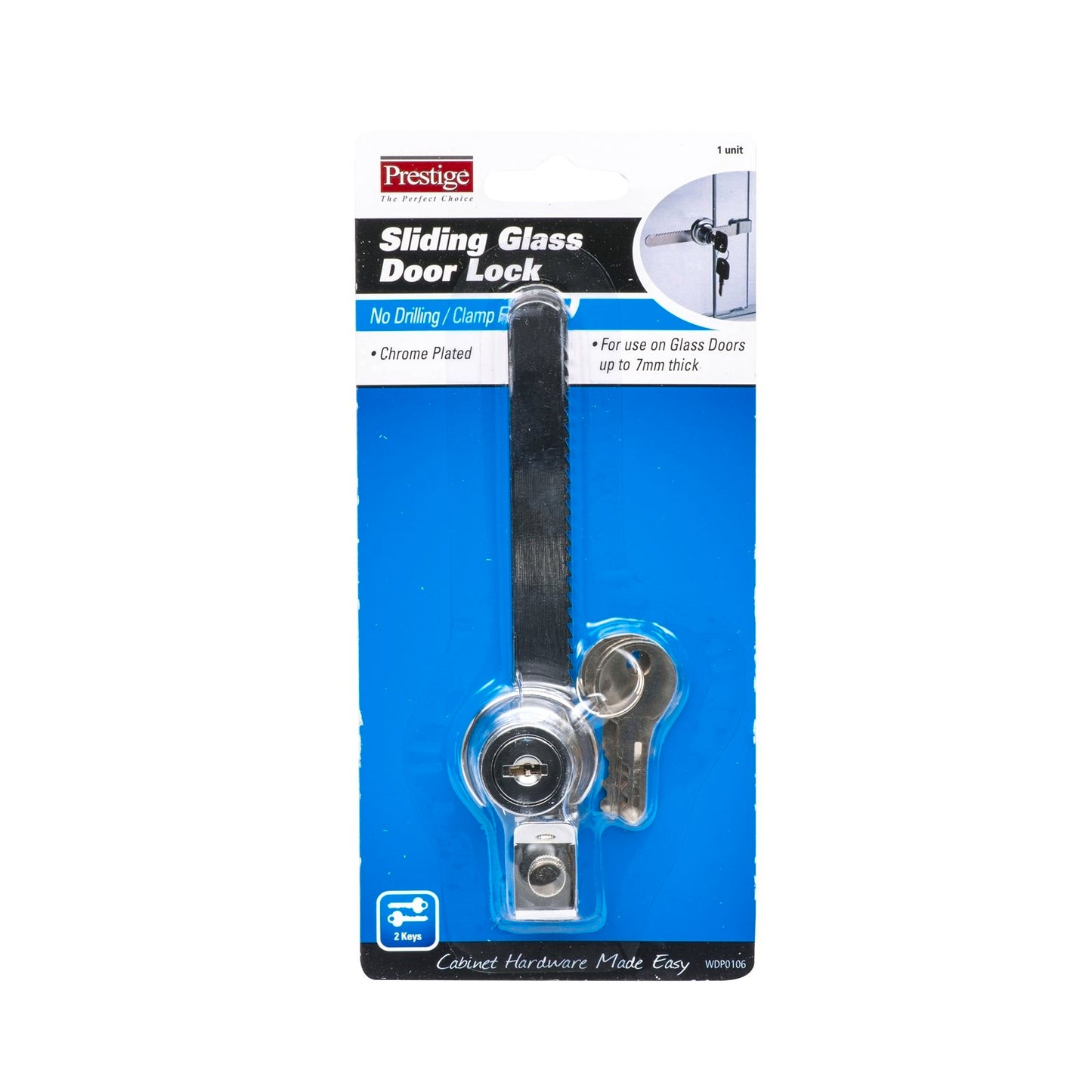 Prestige Sliding Glass Door Lock - 7mm