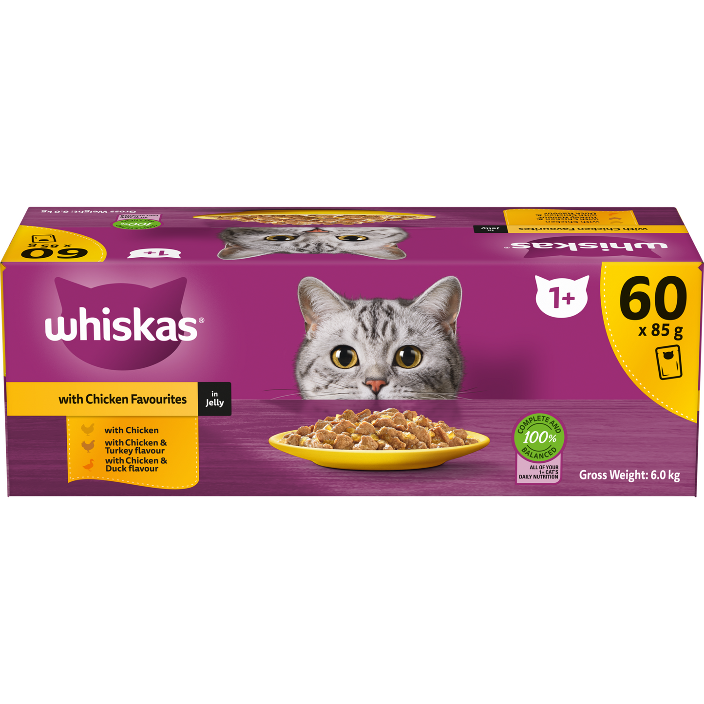Whiskas Chicken Favorites Wet Cat Food - 85g - 60 Pack