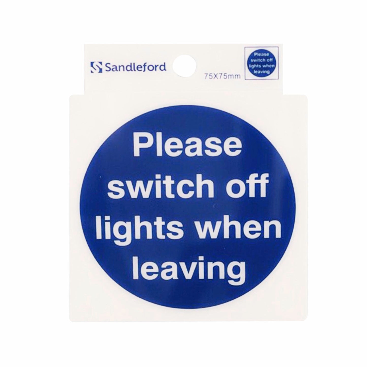 Sandleford Please Switch Off Lights Self Adhesive Sign - 75 x 75mm