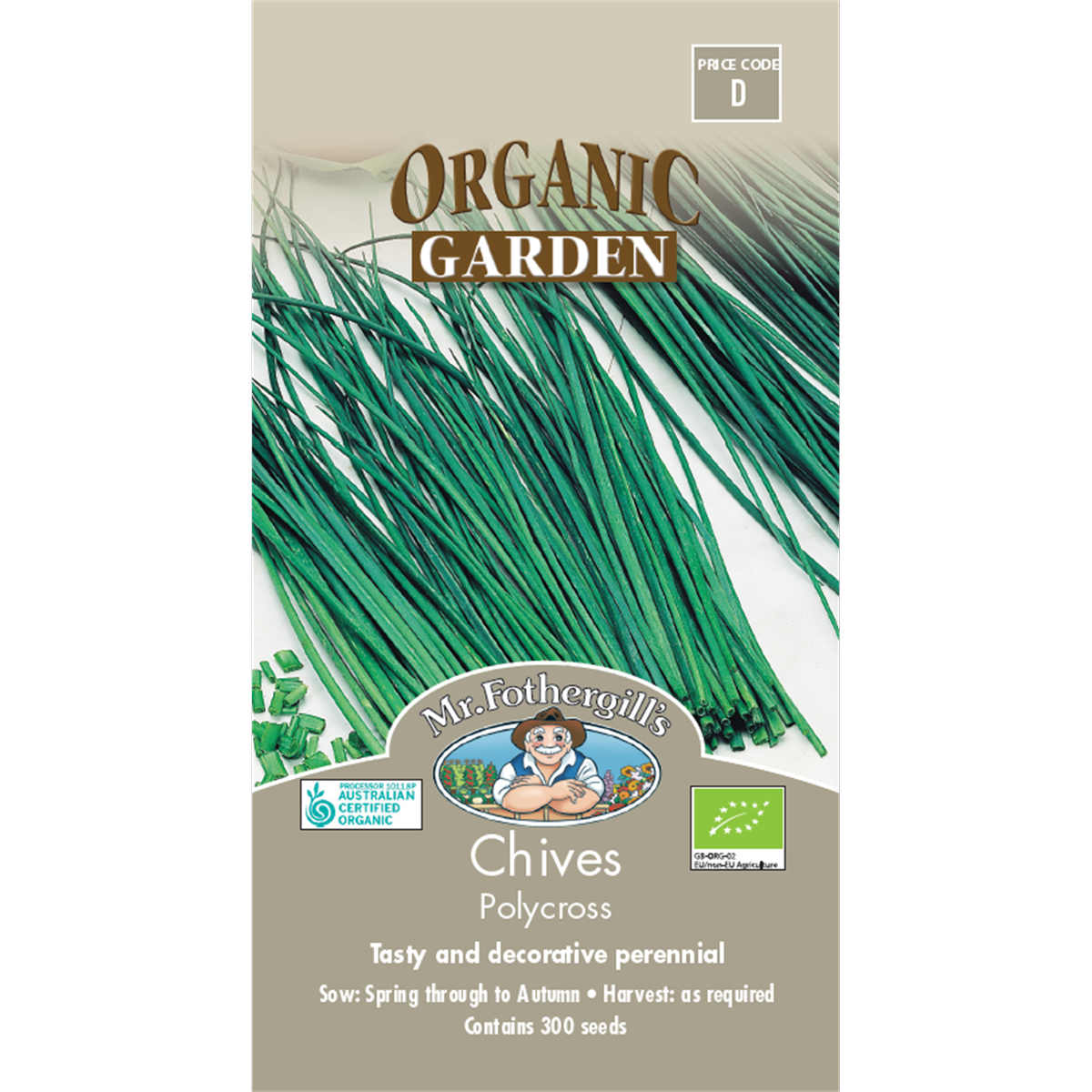 Mr Fothergill Chives Organic Seeds 75mm Perennial Herb Mild Flavor