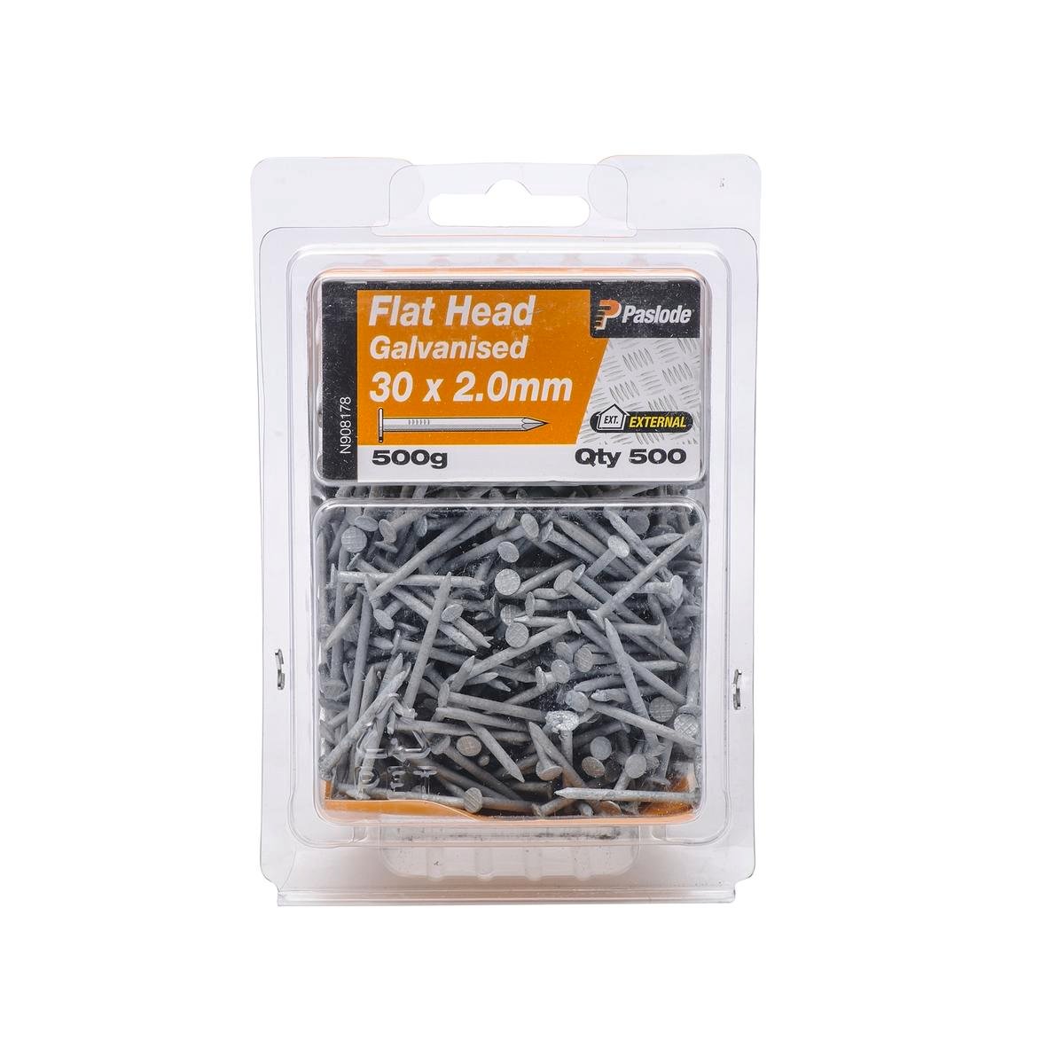 Paslode Galvanised Flat Head Nails 30mm 2mm 500g Corrosion Resistant