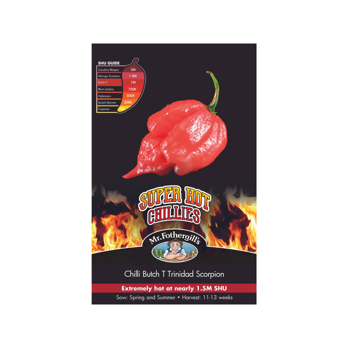 Mr Fothergill S Chilli Butch T Trinidad Scorpion Seeds - 20 Pack - 5cm Fruits