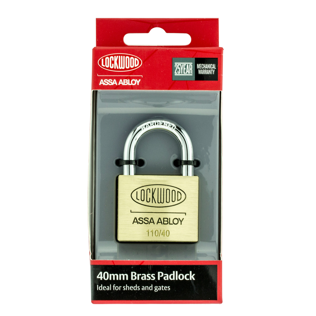 Lockwood 40mm Solid Brass Padlock - Durable - Easy To Carry - Secure