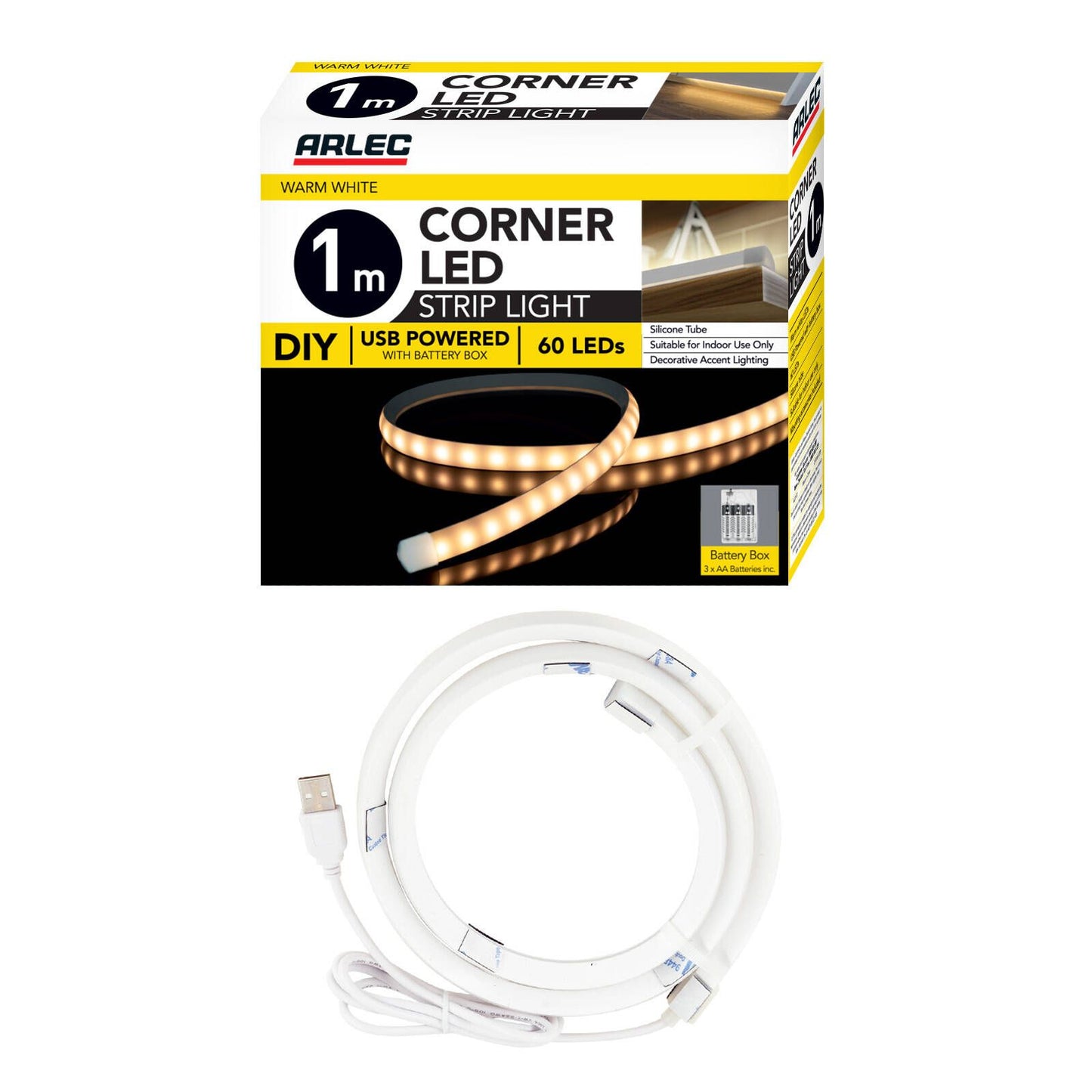 Arlec Corner LED Strip Light - 1m - Warm White