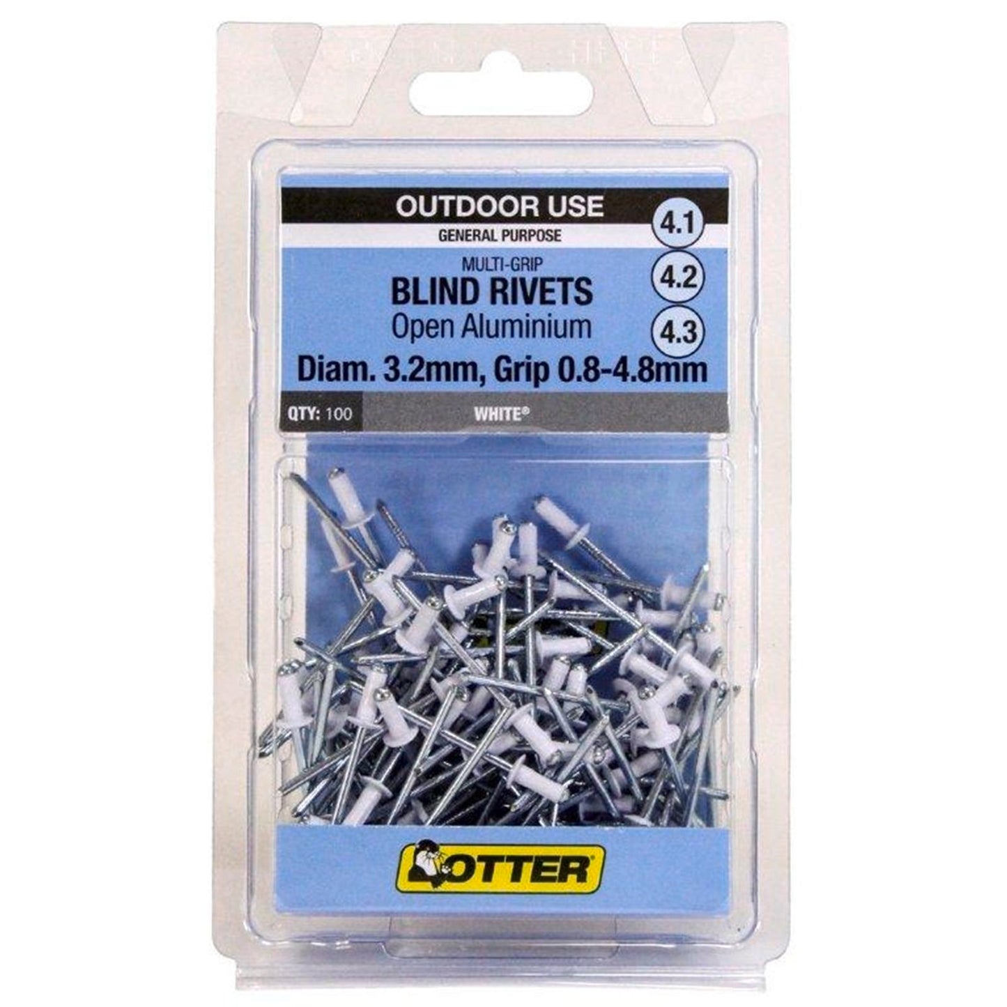 Otter Multi Grip Open Aluminium Blind Rivets - 3.2 x 0.8-4.8mm - 100 Pack