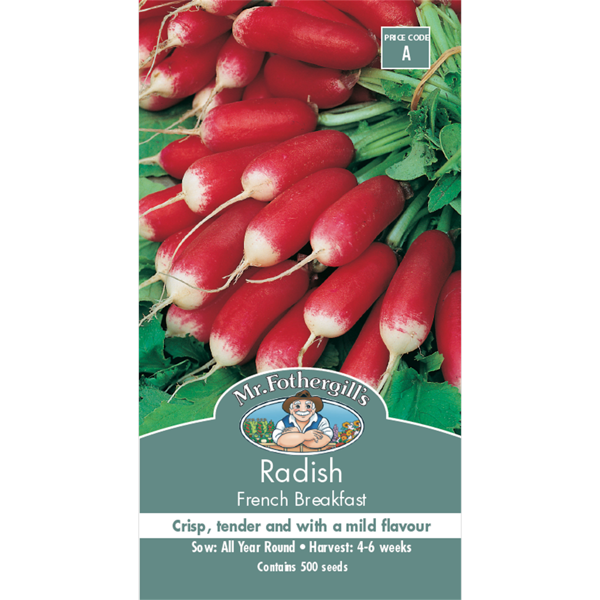 Mr Fothergill French Breakfast Radish Seeds 75mm Red Crisp Flavor
