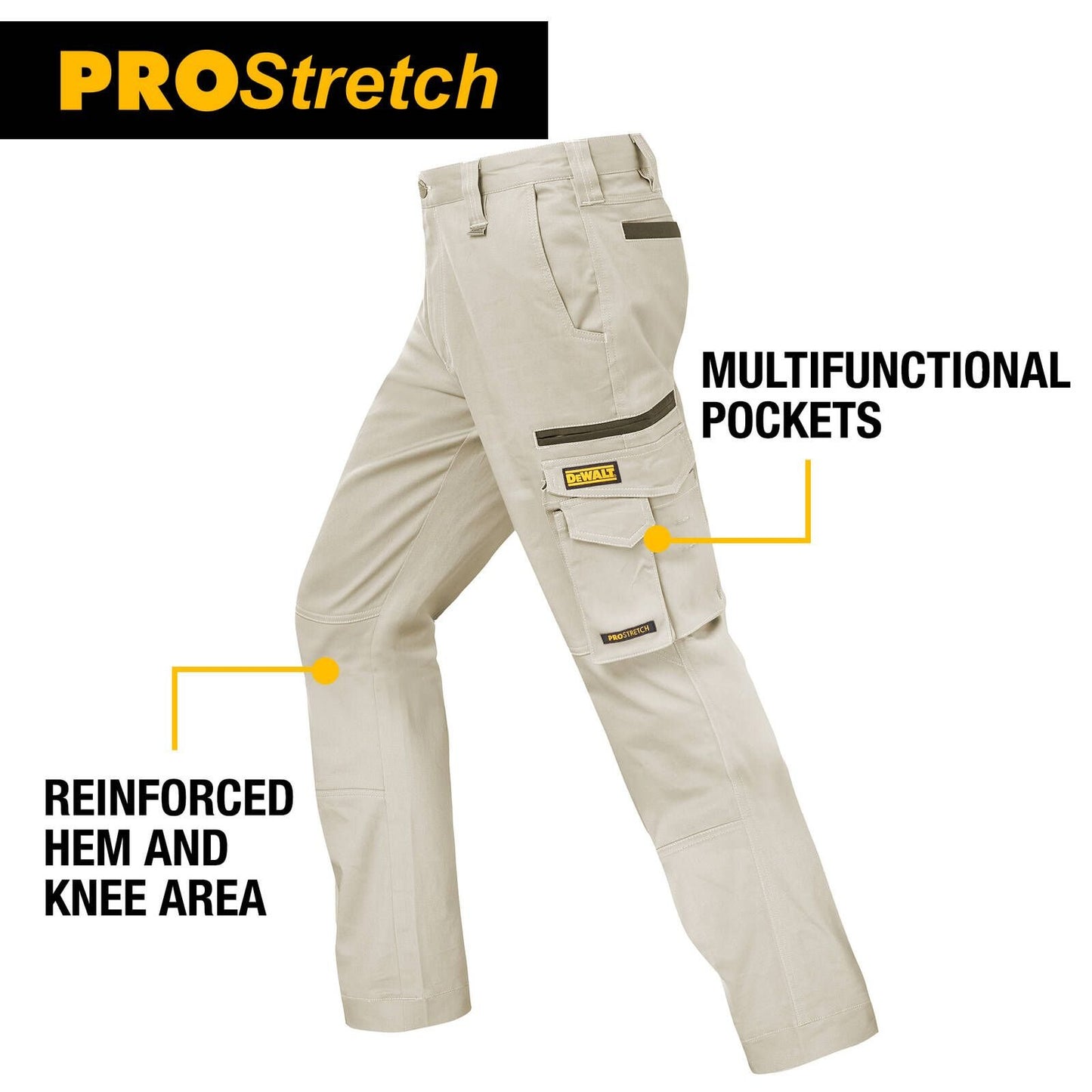 Dewalt Acoma Prostretch Trousers - Size 34 - Khaki