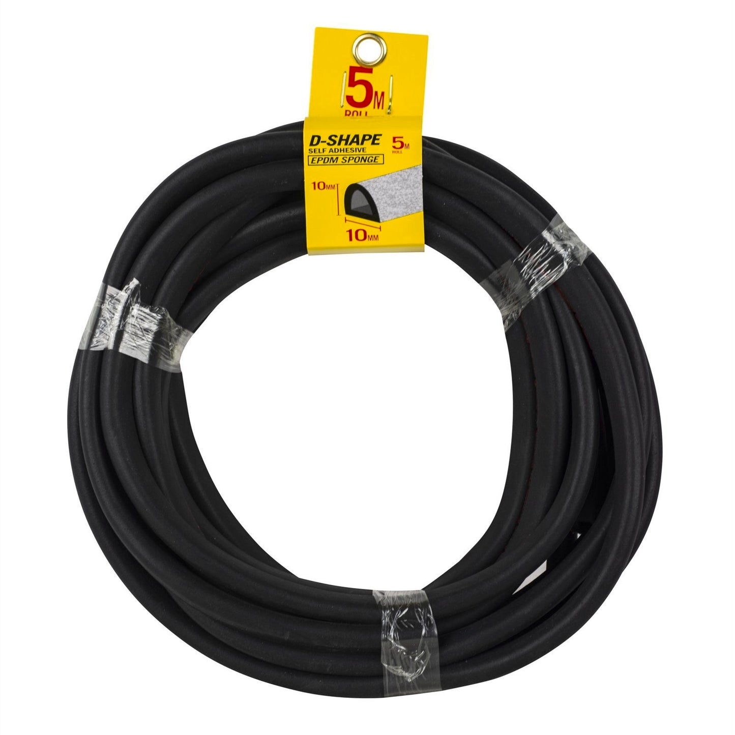 Moroday Black D Shape Self Adhesive Rubber - 10x10mm - 5m