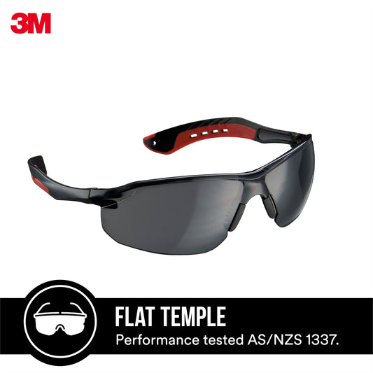 3M Black Grey Flat Temple Safety Glasses