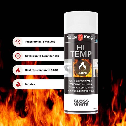 White Knight Hi Temp Spray Paint - Gloss White 300g