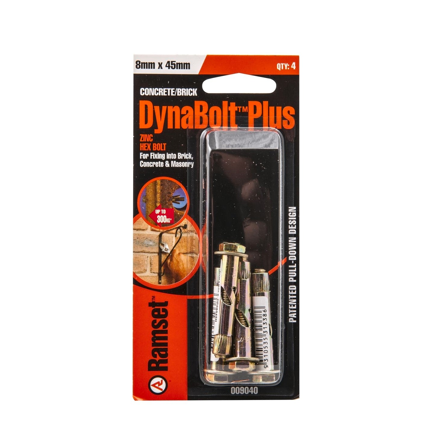 Ramset DynaBolt Plus - 8 x 45mm - 4 Pack