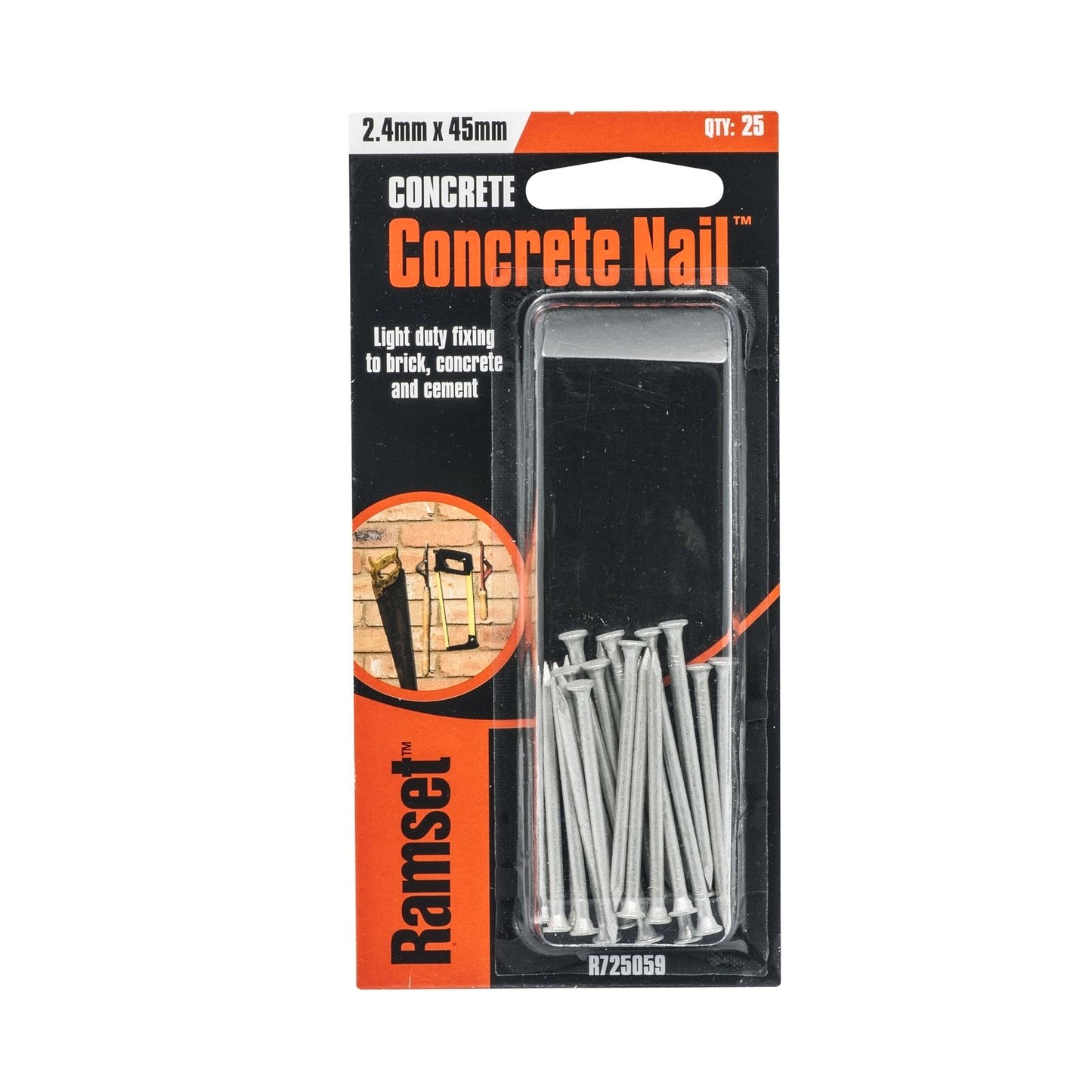 Ramset Concrete Nails - 2.4 x 45mm - 25 Pack