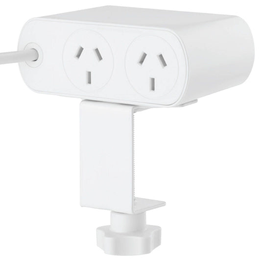 Arlec 2 Outlet White Fast Charging USB Powerboard with Desktop Clamp PB2TC-20W