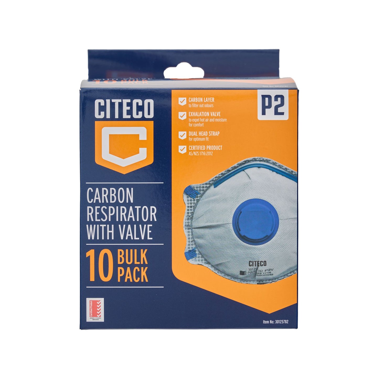 Citeco P2 Respirator - Carbon Valved - 140 x 180mm - 10 Pack