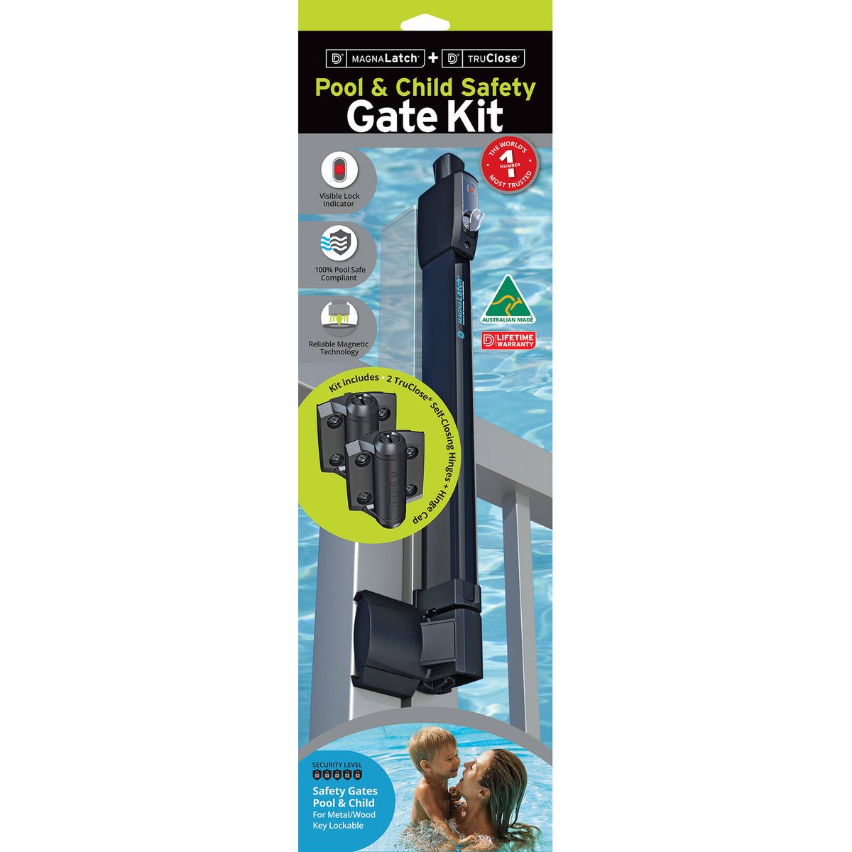 Magnalatch Pool Gate Latch - 1 Kit - Engineered Polymer - Child Safety