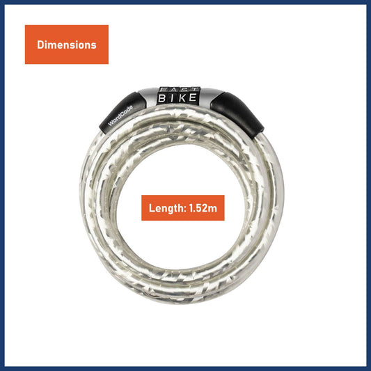 Wordcode Braided Cable Combination Bikelock - 8mm x 1.52m