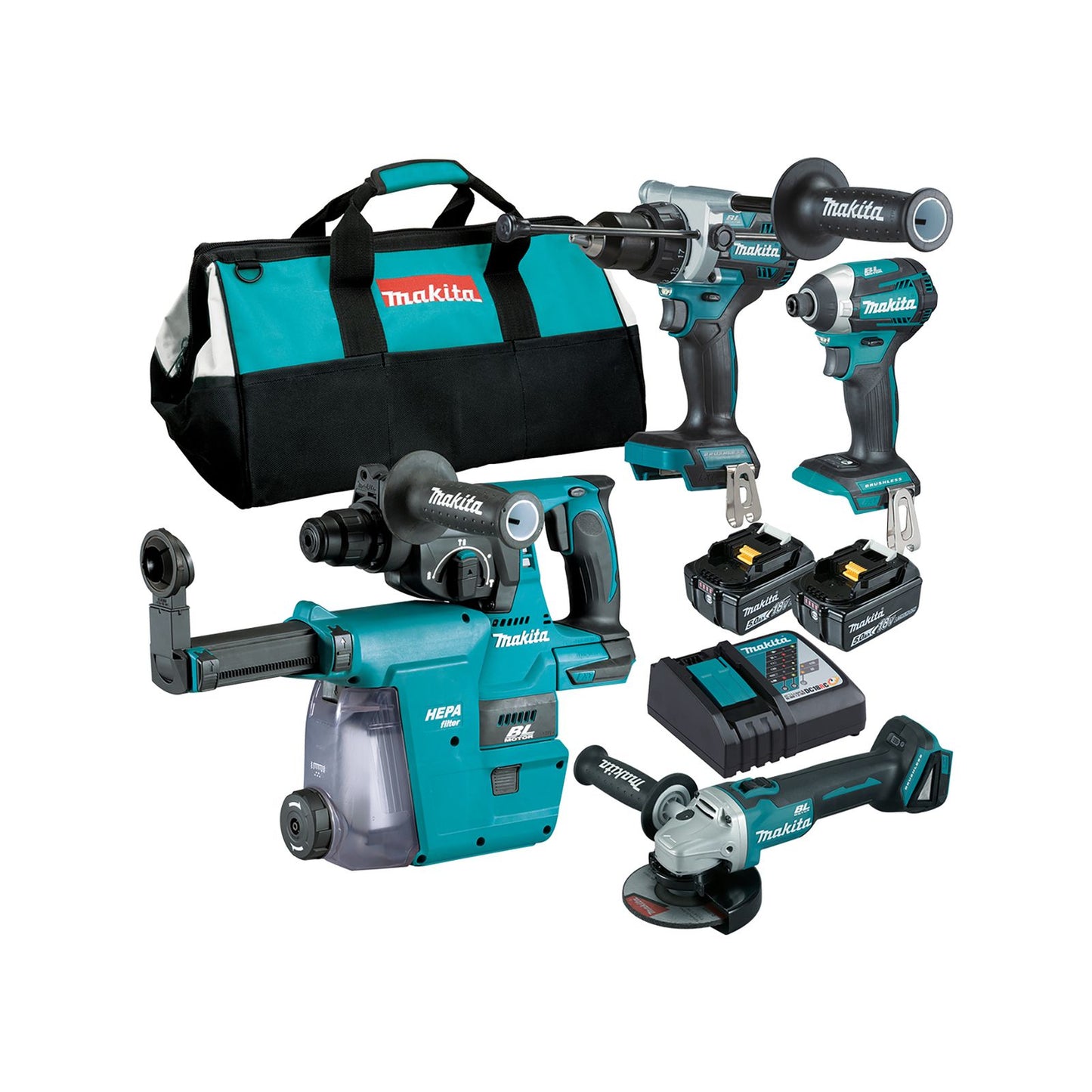 Makita Brushless Combo Kit - 4 Piece - 18V - DLX4148TX1