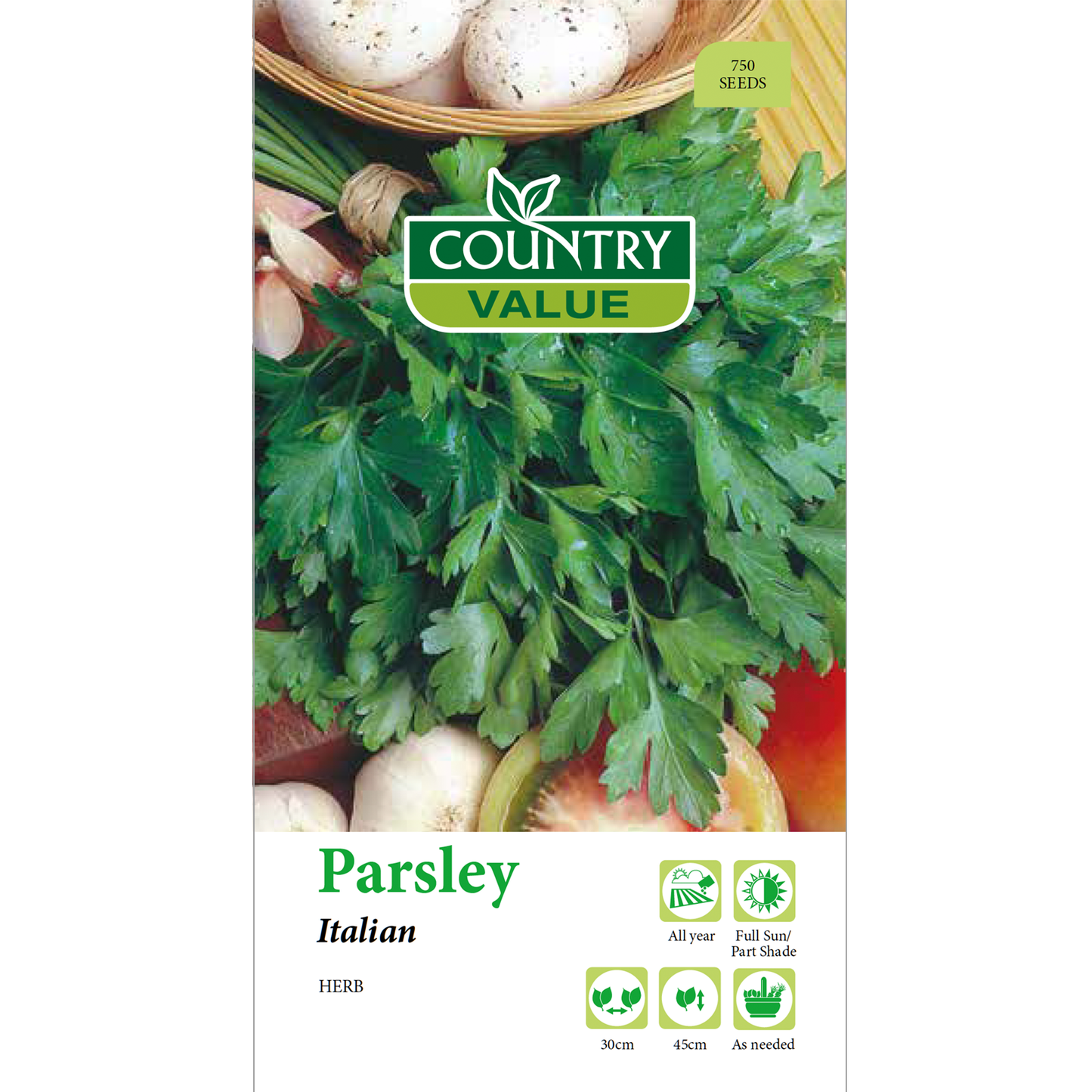 Country Value Italian Parsley Seeds - 5mm