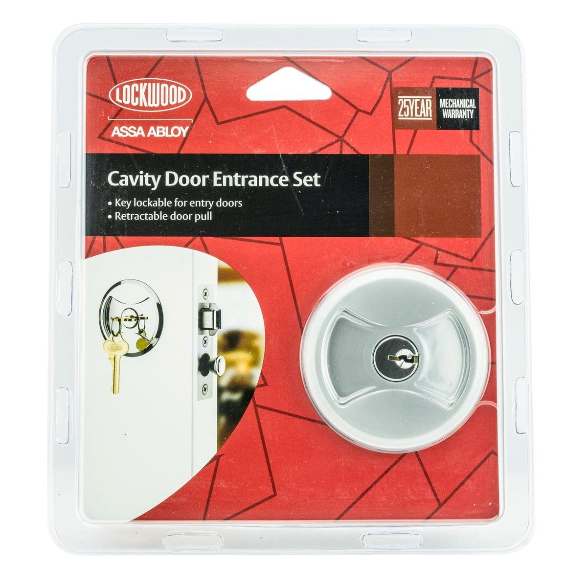 Lockwood Sliding Cavity Entrance Set - Satin Pearl - Zinc Alloy - Secure