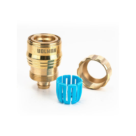 Holman Brass Hose Connector 18mm Solid Brass Grip Lock Durable