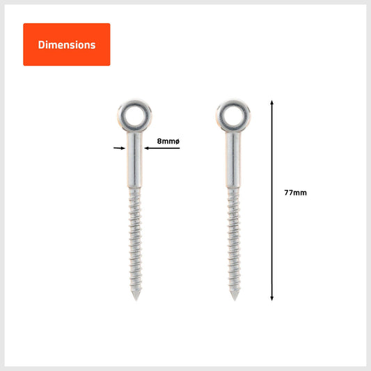 Taskmaster Lag Screw - 8 x 77 mm - 316 Stainless Steel - 2pk