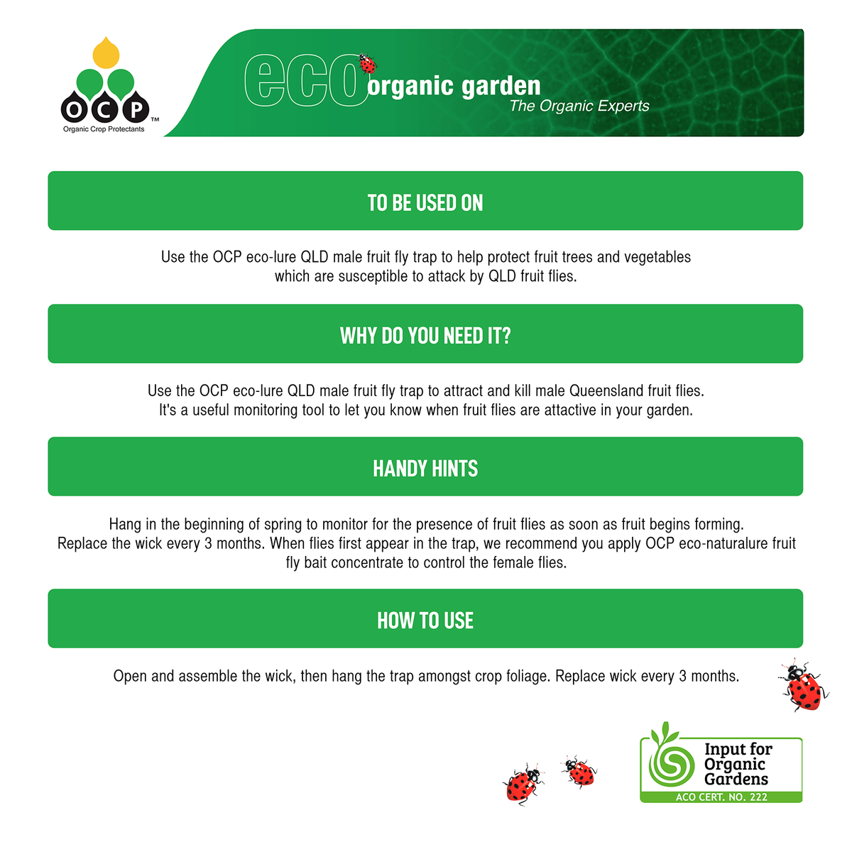 OCP Eco Lure Queensland Male Fruit Fly Trap - 145mm - Pheromone - Effective