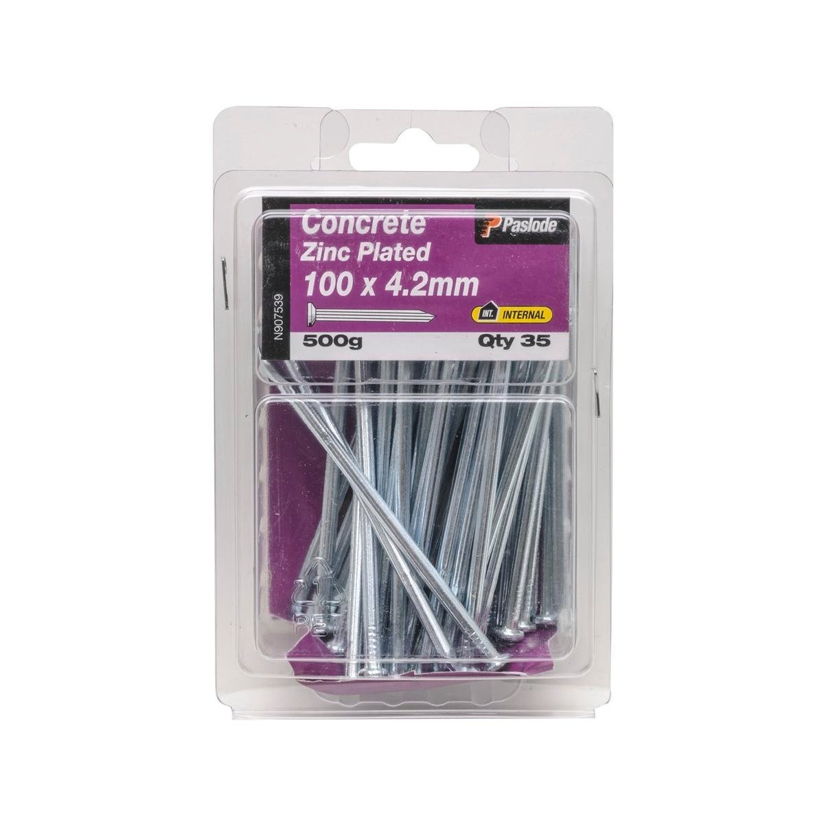Paslode Concrete Nails 100mm x 4.2mm Zinc Plated Steel 35 Pack
