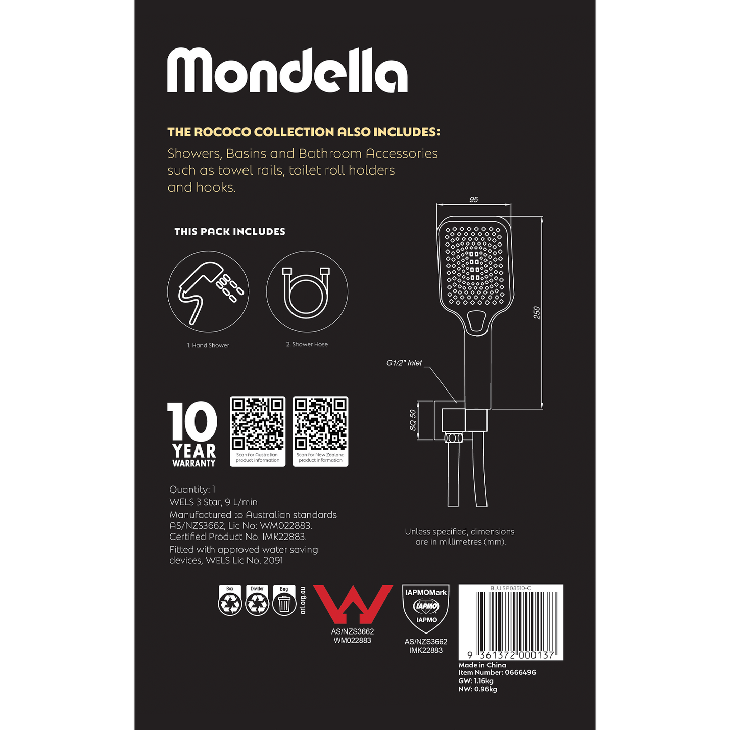 Mondella Chrome Hand Shower Set