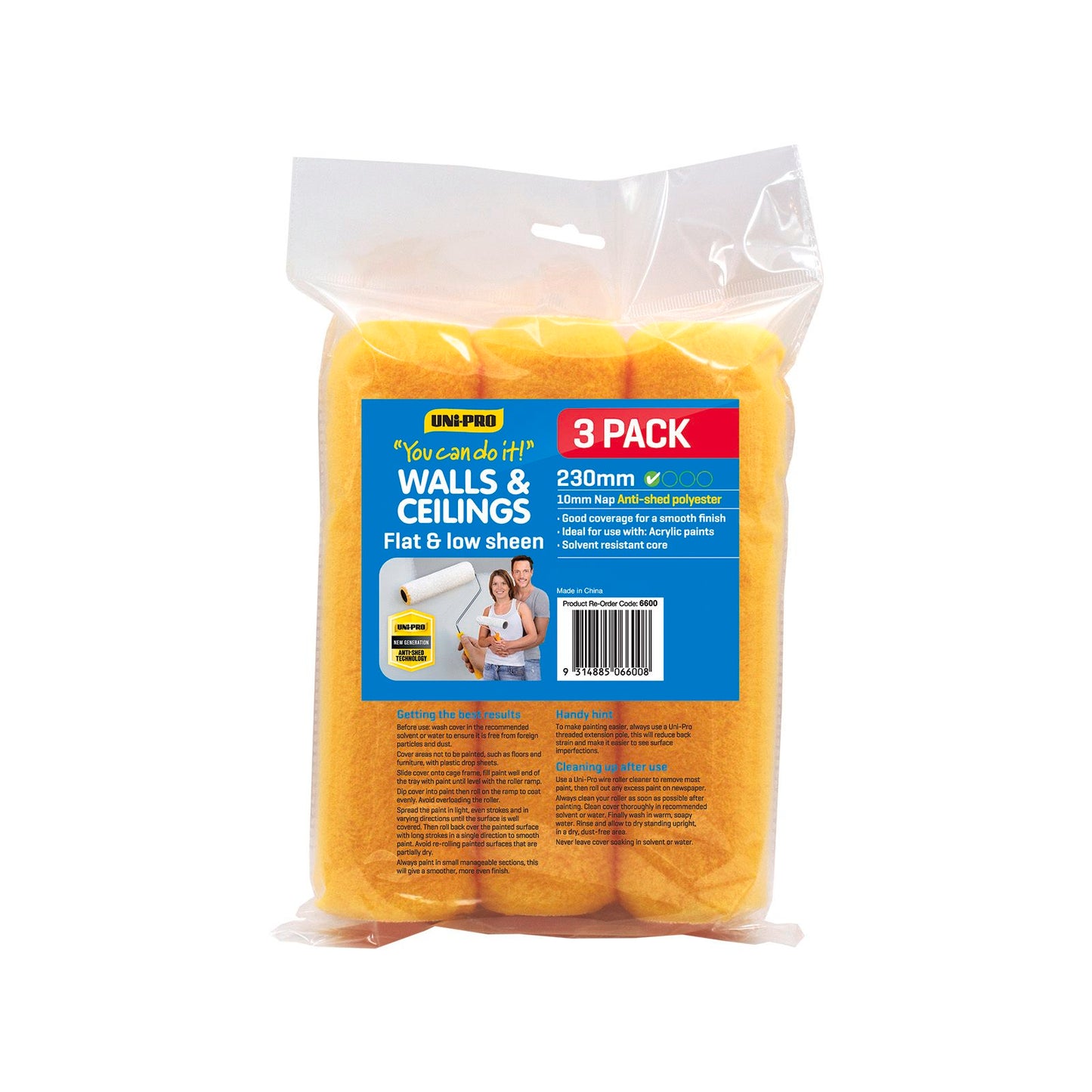 Uni Pro Roller Cover - 230mm - 3 Pack