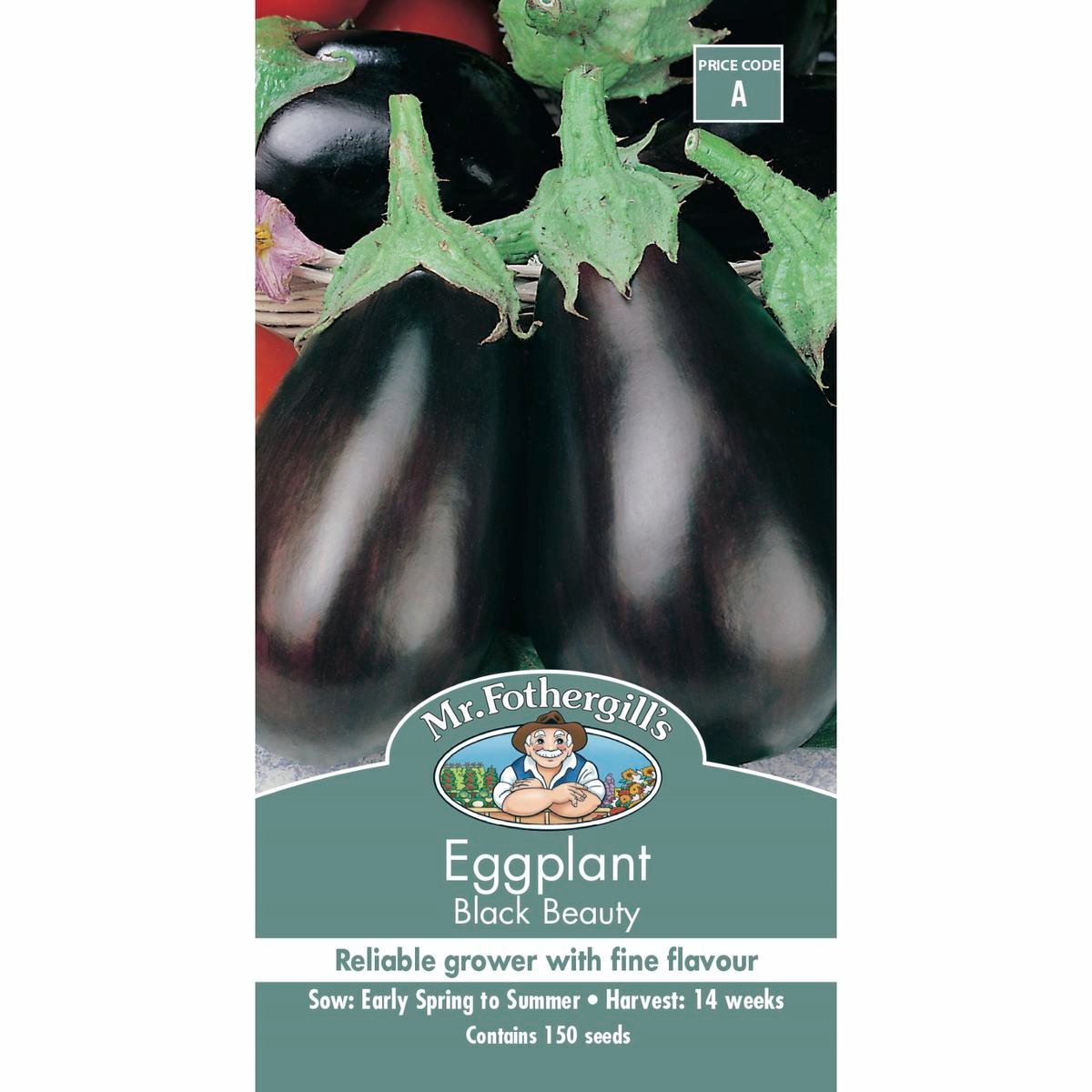 Mr Fothergill Black Beauty Eggplant Seeds 75mm Purple High Yield