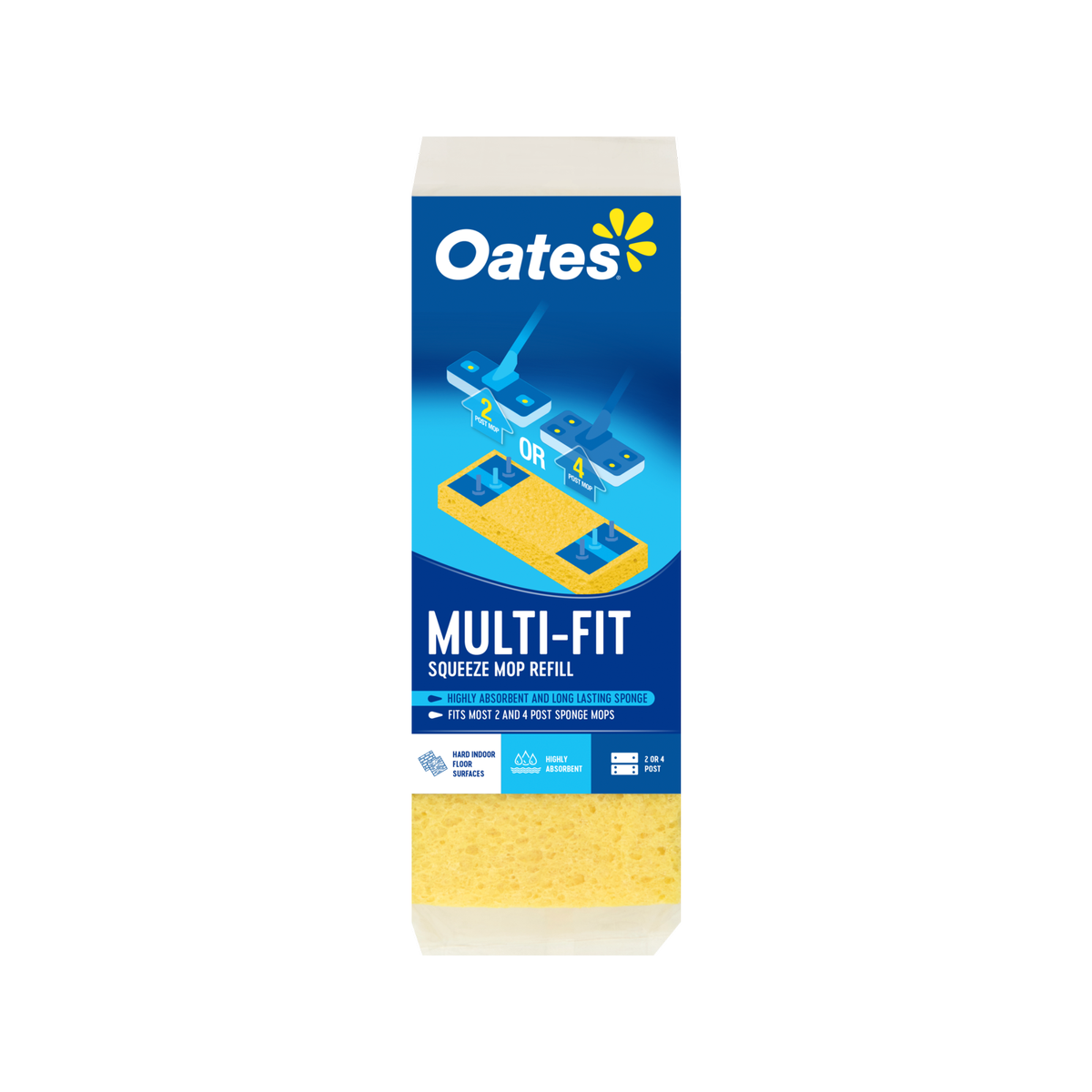 Oates Multi Fit Squeeze Mop Refill - 89mm x 232mm - Sponge - Highly Absorbent