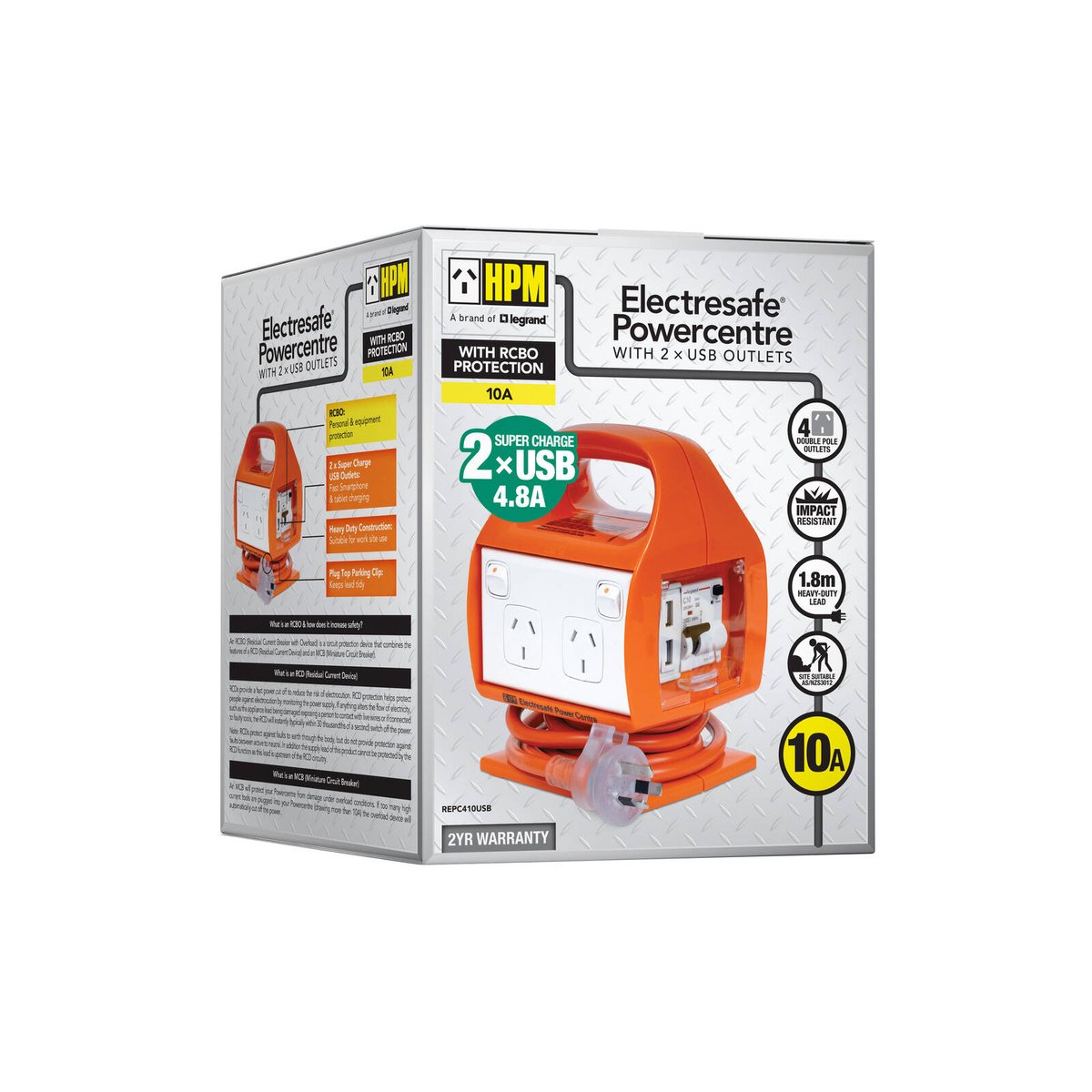 HPM Powercentre - 10 Amp - ABS - RCD Safety Switch