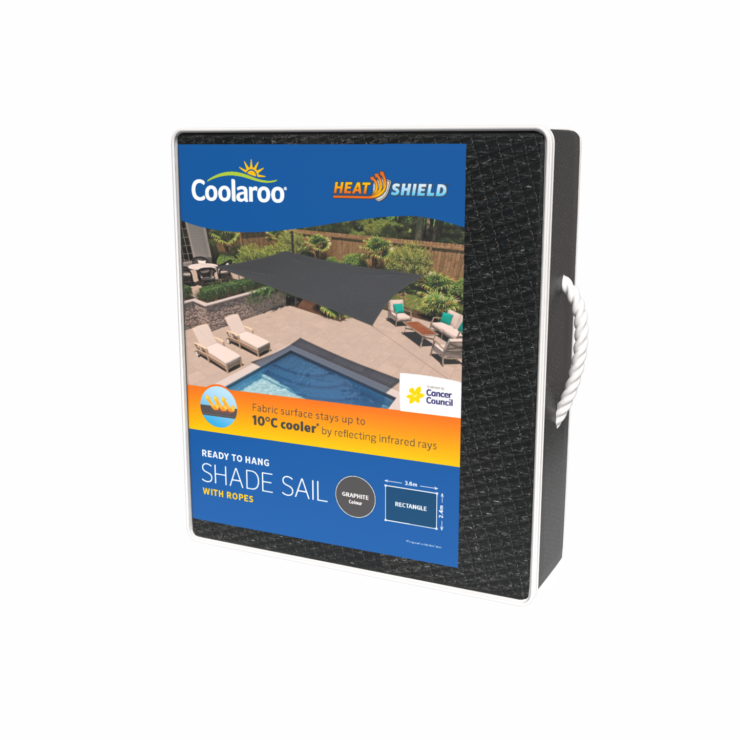Coolaroo Shade Sail - 2.4 x 3.6m - Graphite